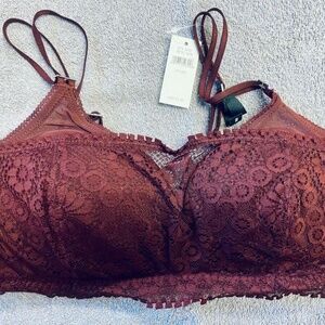 NWT Aerie Real Power Wireless Push Up Joy Lace Bra - Royal Berry - 32D